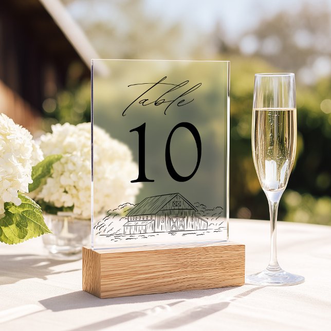 Número de Mesa de Boda Acrílico de Granero Rústico (Subido por el creador)