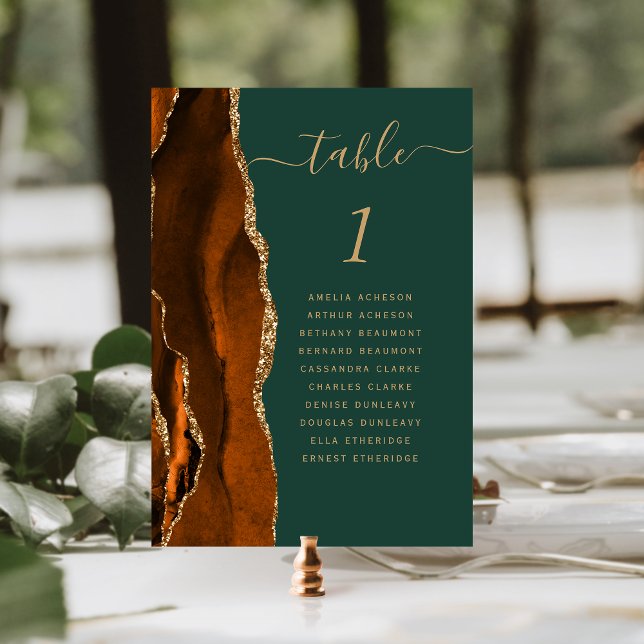 Número de mesa de boda Agata Dorada Oxidada Verde  (Subido por el creador)