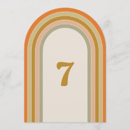 Número de mesa de boda arcoíris retro arco