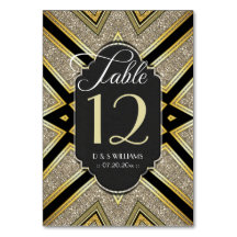 Número de mesa de boda Art Deco Goldy con nombres