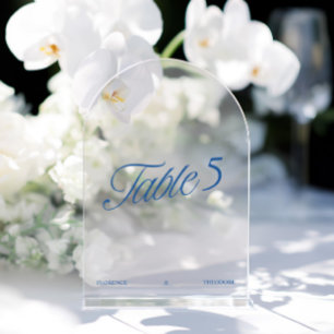 Número de Mesa de Boda Azul Acrílico Moderno