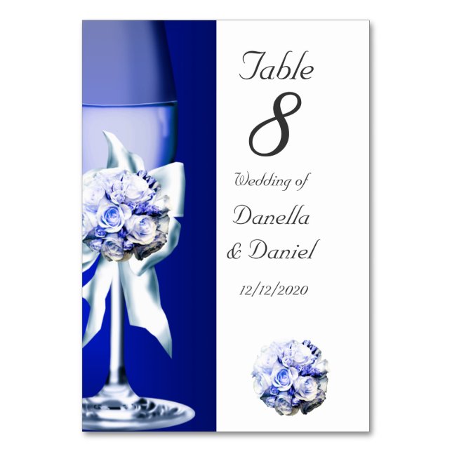 Número de mesa de boda azul marino 2 (Anverso)
