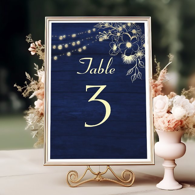 Número de mesa de boda azul marino rústico (Subido por el creador)