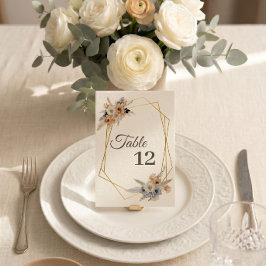 Número de Mesa de Boda Azul Polvo Beige Floral Dor