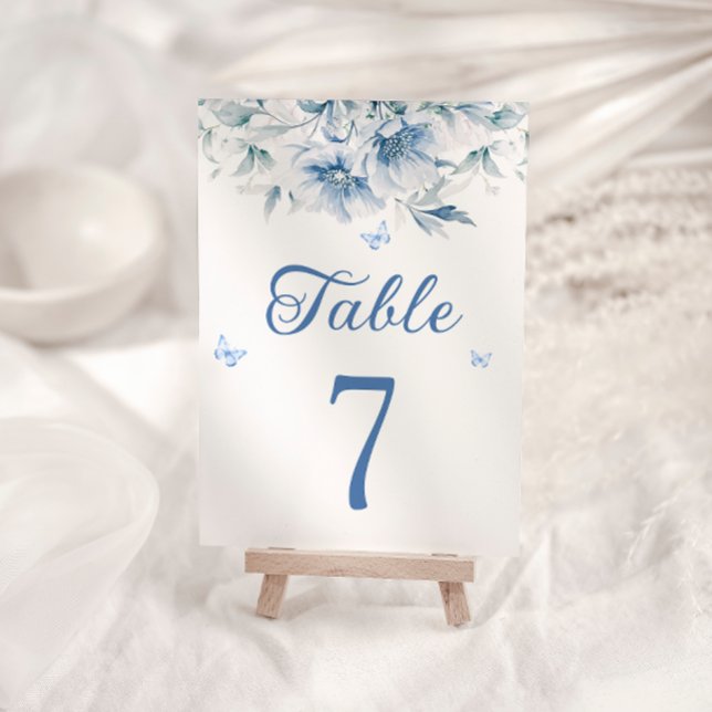 Número de Mesa de Boda Azul Polvoriento Elegante (Subido por el creador)