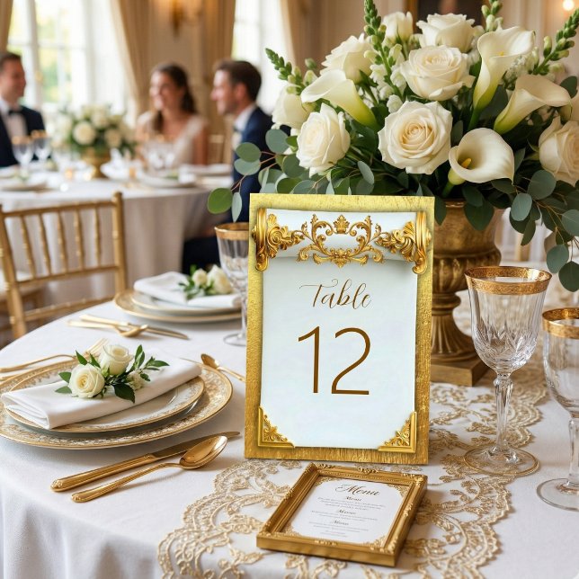 Número de Mesa de Boda Barroco en Oro Elegante (Subido por el creador)