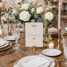 Número de mesa de boda beige negrita Tabla 3