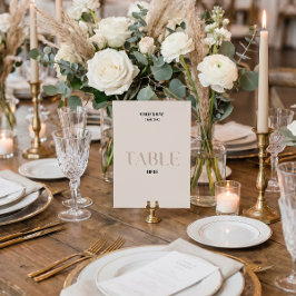 Número de mesa de boda beige negrita Tabla 3