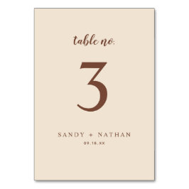Número de mesa de boda boho beige