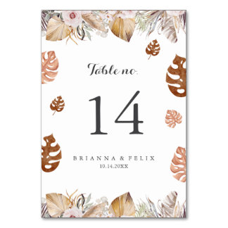 Número de mesa de boda boho neutral rústico