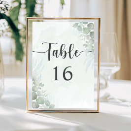 Número de mesa de boda boho verde salvia eucalipto