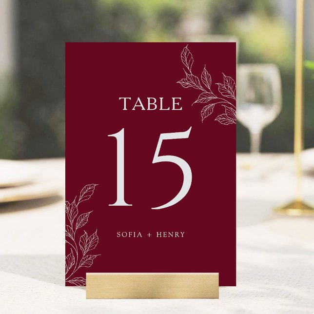 Número de Mesa de Boda Botánico Chic Borgoña (Subido por el creador)