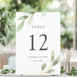 Número de mesa de boda botánico de follaje verde 5