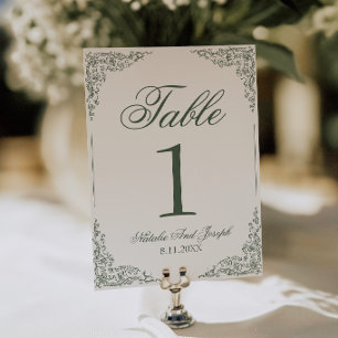 Número de mesa de boda botánico floral boho verde
