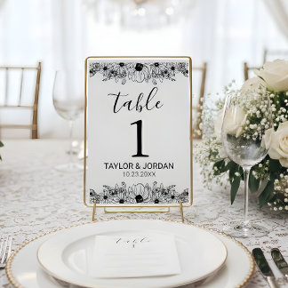 Número de mesa de boda botánico minimalista floral