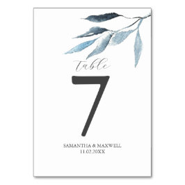 Número de Mesa de Boda Botánicos Azul Polvo