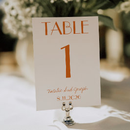 Número de mesa de boda caprichoso de crema de nara