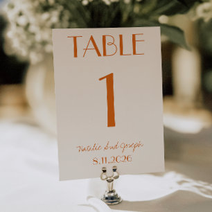 Número de mesa de boda caprichoso de crema de nara