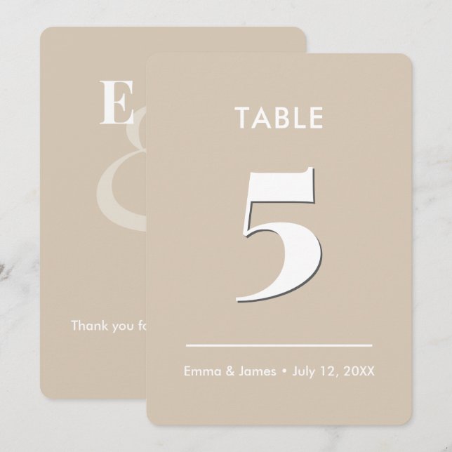 Número de mesa de boda Champagne Ampersand (Anverso / Reverso)