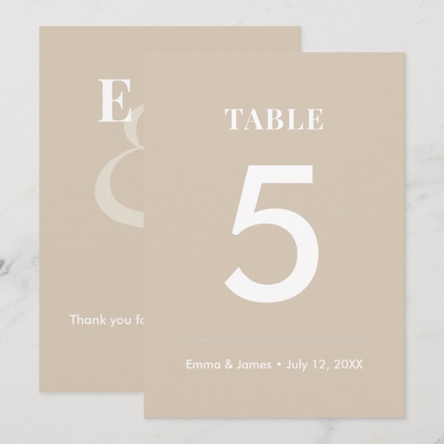 Número de mesa de boda Champagne Ampersand | Moder (Anverso / Reverso)