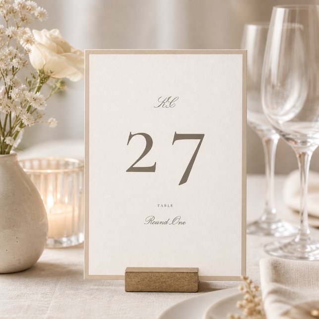 Número de Mesa de Boda Champagne Taupe 5 x 7 (Subido por el creador)