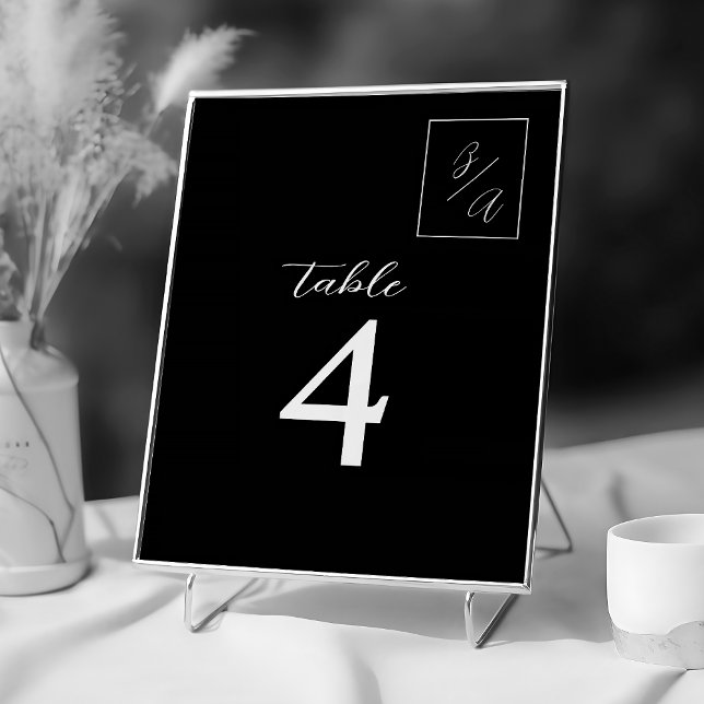 Número de mesa de boda chic en blanco y negro (Subido por el creador)