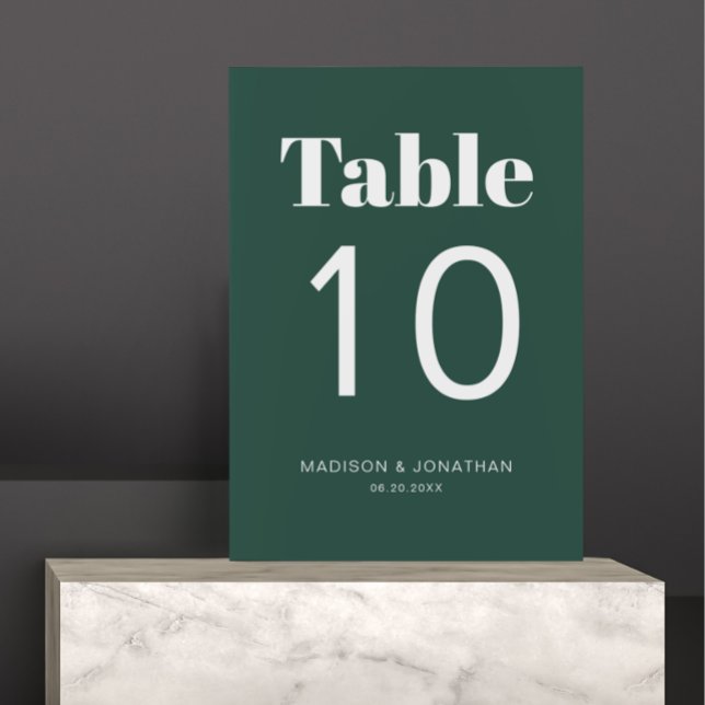Número de Mesa de Boda Chic Minimalista Esmeralda  (Subido por el creador)