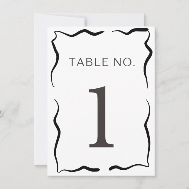 Número de Mesa de Boda Clásico – Borde Negro Elega (Anverso)