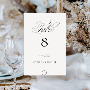 Número de mesa de boda clásico con letra elegante