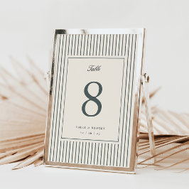 Número de mesa de boda clásico con raya fina de ab