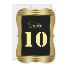 Número de Mesa de Boda Clásico Dorado y Negro