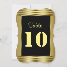Número de Mesa de Boda Clásico Dorado y Negro