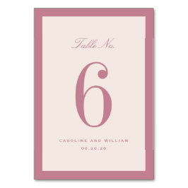 Número de mesa de boda clásico elegancia rosa polv
