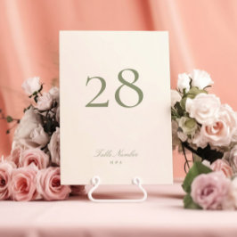 Número de Mesa de Boda Clásico Elegante Verde Salv