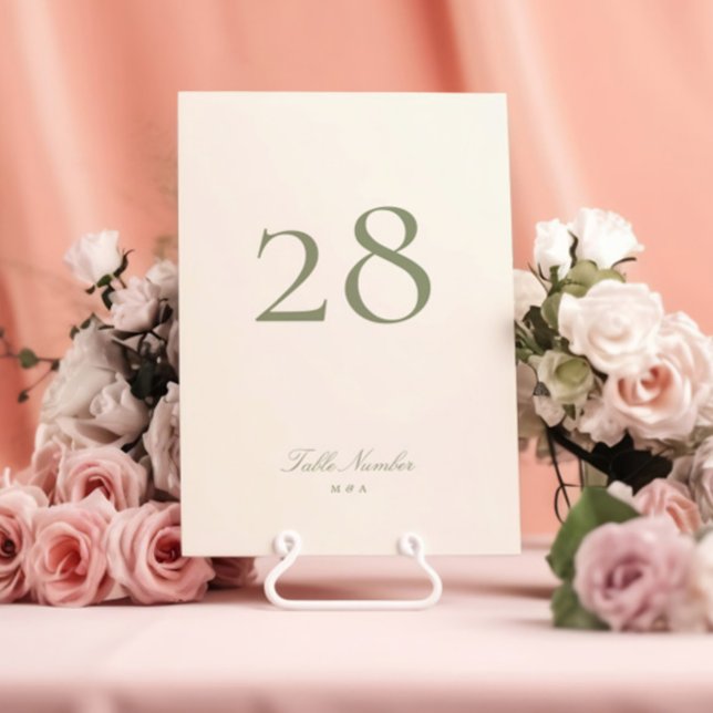 Número de Mesa de Boda Clásico Elegante Verde Salv (Subido por el creador)