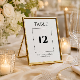 Número de mesa de boda clásico en blanco y negro