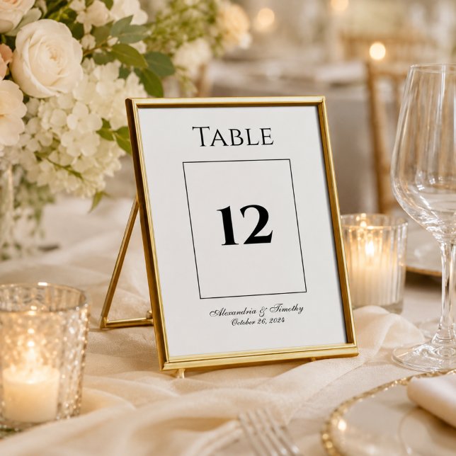 Número de mesa de boda clásico en blanco y negro (Subido por el creador)