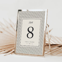 Número de mesa de boda Classic Black Pinstripe 5x7