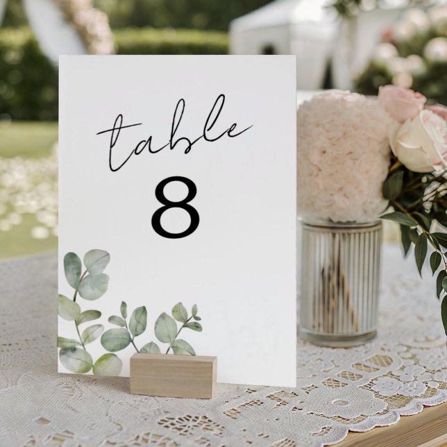 Número de mesa de boda con acuarela de eucalipto m (Subido por el creador)