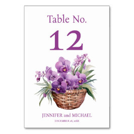 Número de Mesa de Boda con Acuarela de Orquídeas P