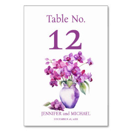 Número de Mesa de Boda con Acuarela de Orquídeas P