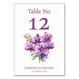 Número de Mesa de Boda con Acuarela de Orquídeas P