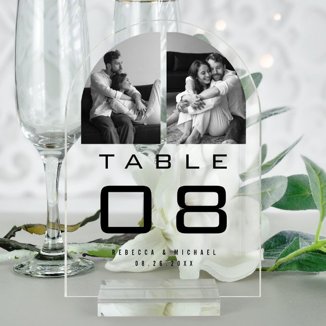 Número de mesa de boda con arco de acrílico transp (Subido por el creador)