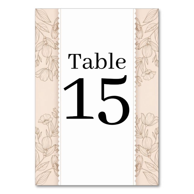 Número de mesa de boda con arte de línea botánica  (Anverso)