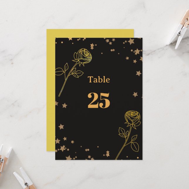 Número de mesa de boda con borde floral de lámina  (Anverso/Reverso In Situ)