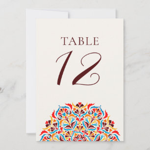 Número de Mesa de Boda con Borde Floral de Marfil 