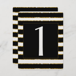 Número de mesa de boda con brillo negro, blanco y 