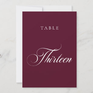 Número de mesa de boda con caligrafía de Borgoña c