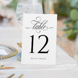 Número de mesa de boda con caligrafía elegante de 