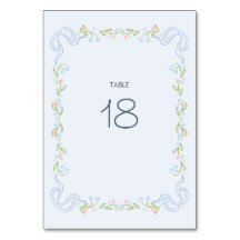 Número de mesa de boda con cinta de jardín pastel
